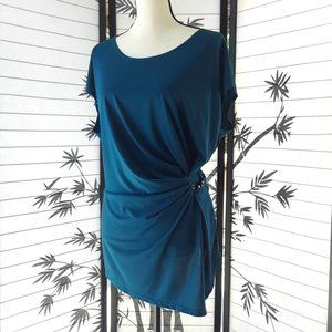 Simplicity by Azul Teal Side Gathered Blouse 3X